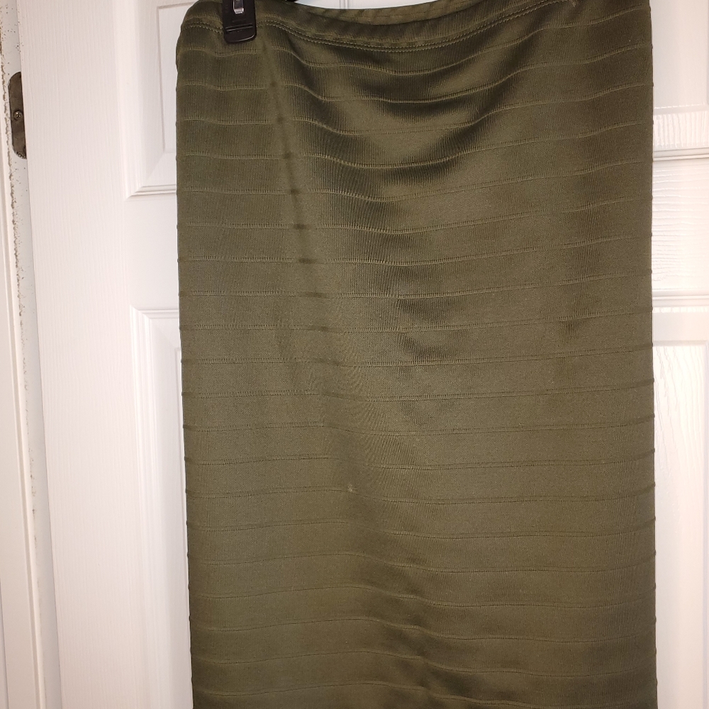 Army green pencil type skirt